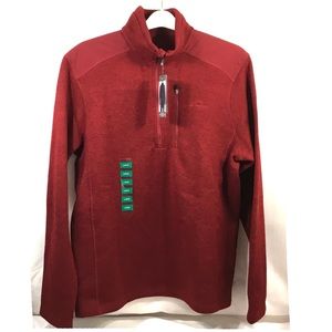 Eddie Bauer 1/3 Zip Red Knit Pullover Sweater LG